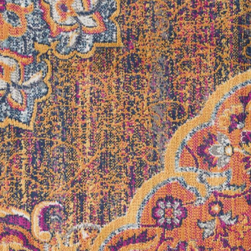 4’ X 6’ Rustic Orange Medallion Area Rug