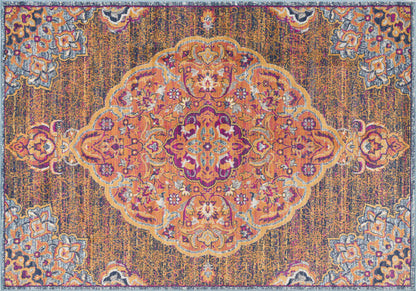 4’ X 6’ Rustic Orange Medallion Area Rug