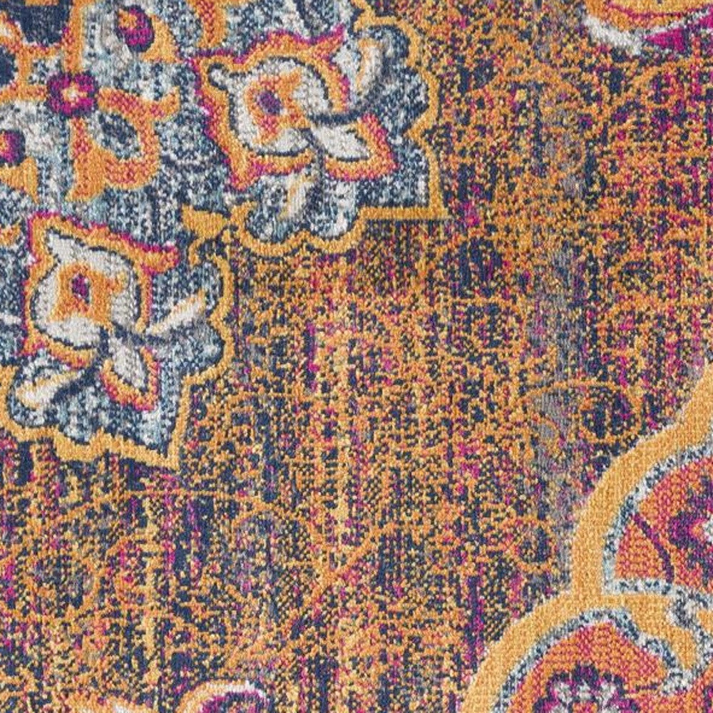 4’ X 6’ Rustic Orange Medallion Area Rug