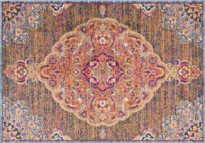 4’ X 6’ Rustic Orange Medallion Area Rug