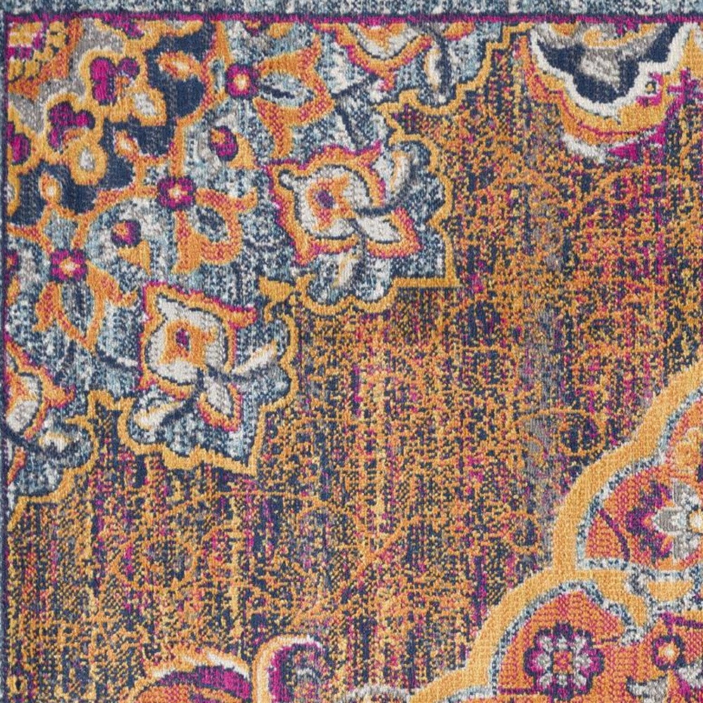 4’ X 6’ Rustic Orange Medallion Area Rug