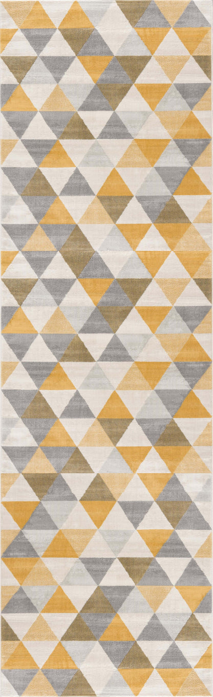 8' X 10' Yellow Geometric Dhurrie Area Rug
