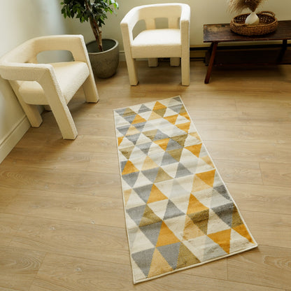 8' X 10' Yellow Geometric Dhurrie Area Rug