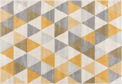 8' X 10' Yellow Geometric Dhurrie Area Rug