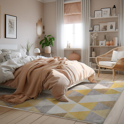 8' X 10' Yellow Geometric Dhurrie Area Rug