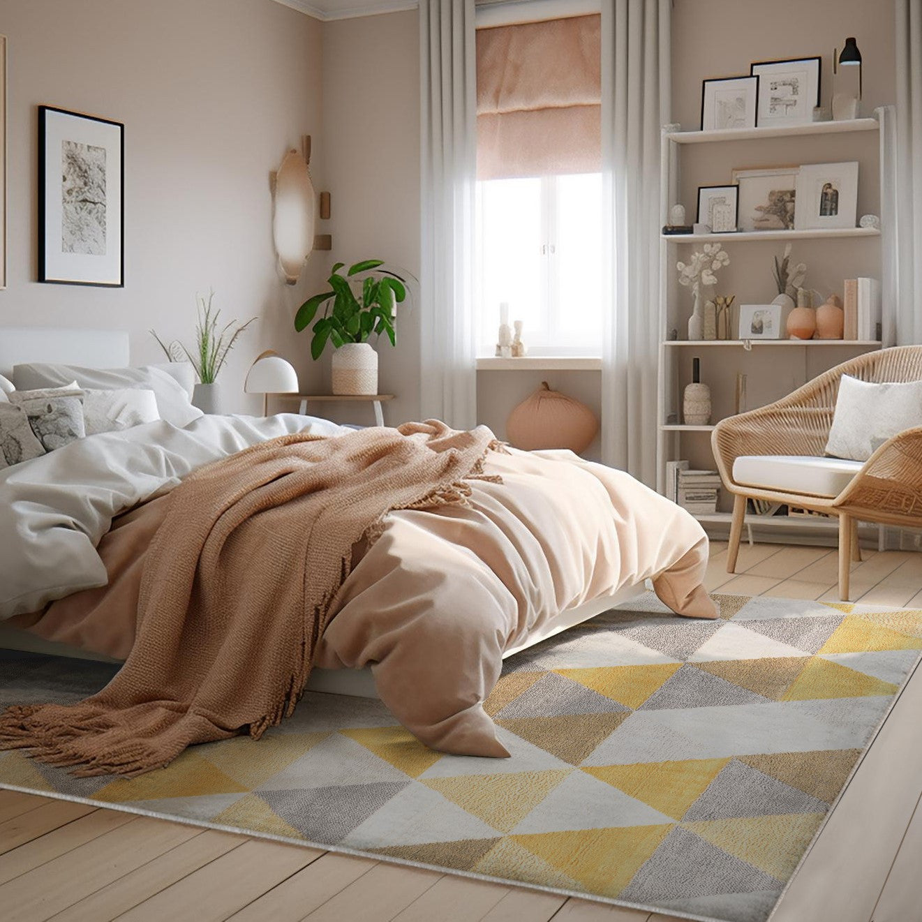 8' X 10' Yellow Geometric Dhurrie Area Rug