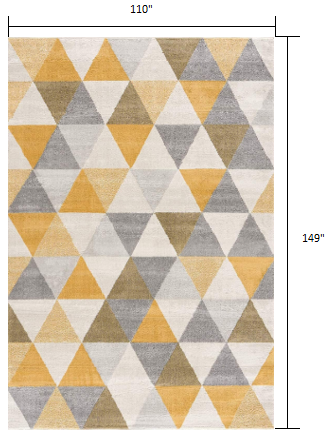8' X 10' Yellow Geometric Dhurrie Area Rug