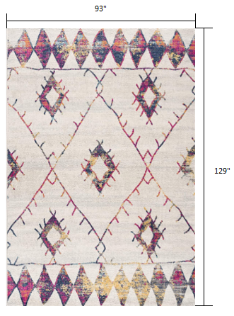 5' X 8' Cream Damask Area Rug