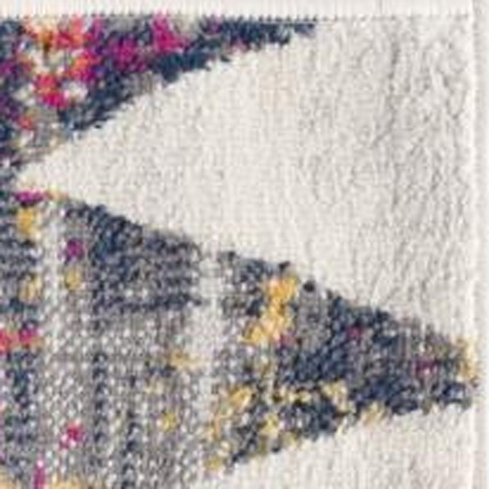 5' X 8' Cream Damask Area Rug