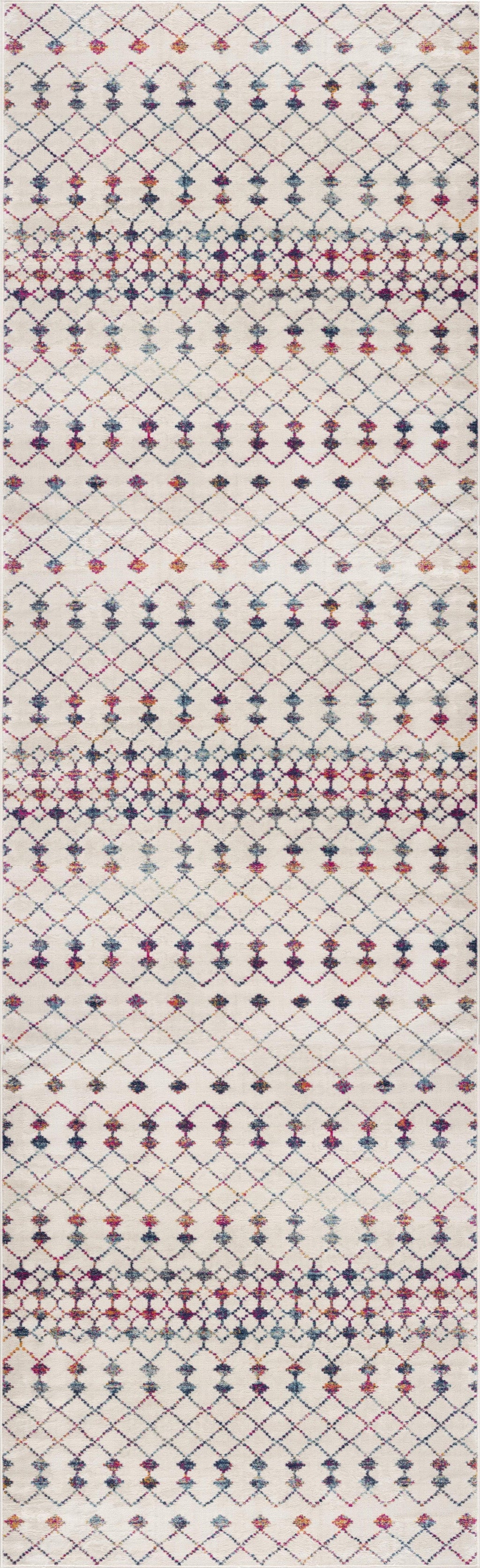4’ X 6’ White Modern Geometric Grid Area Rug