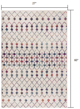 4’ X 6’ White Modern Geometric Grid Area Rug