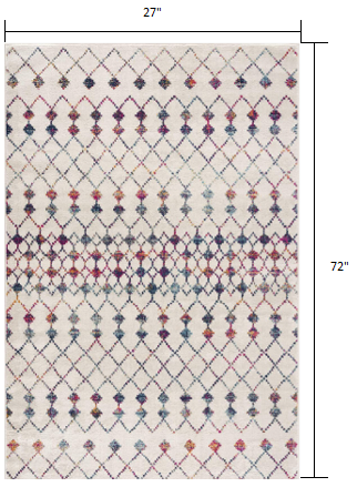 4’ X 6’ White Modern Geometric Grid Area Rug