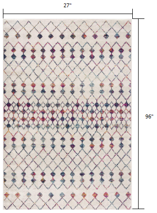4’ X 6’ White Modern Geometric Grid Area Rug
