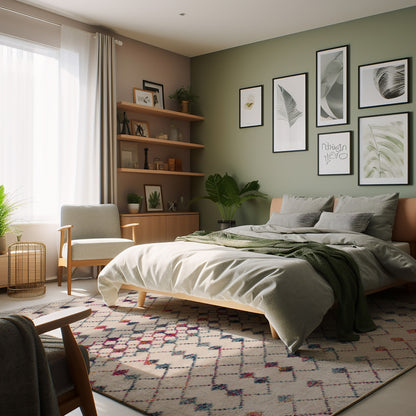 4’ X 6’ White Modern Geometric Grid Area Rug
