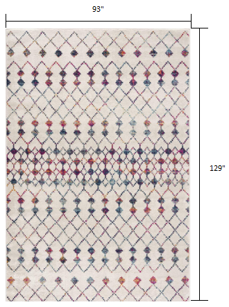 4’ X 6’ White Modern Geometric Grid Area Rug