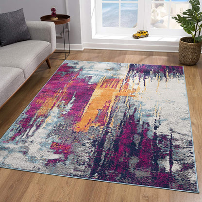 8' X 10' Magenta Abstract Dhurrie Area Rug