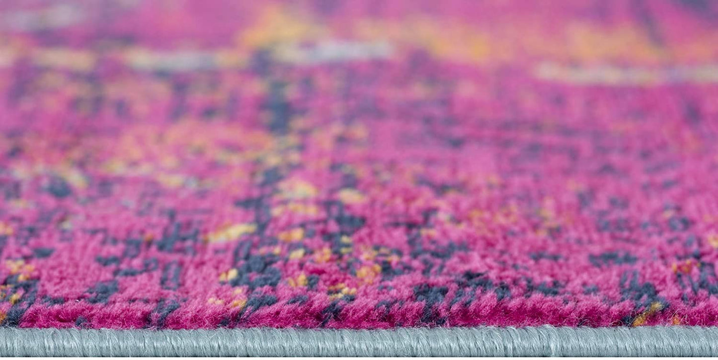 8' X 10' Magenta Abstract Dhurrie Area Rug