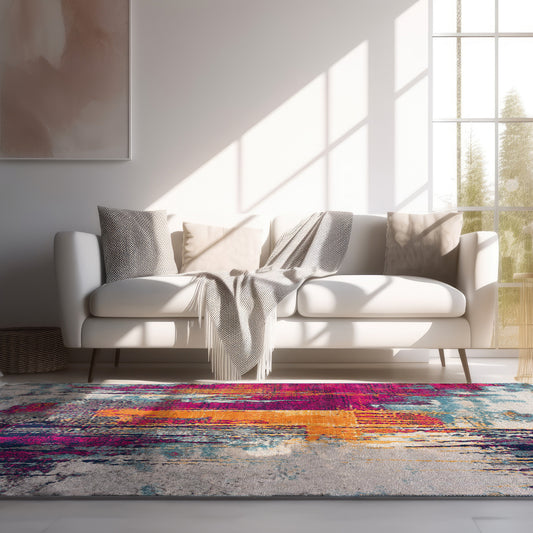 8' X 10' Magenta Abstract Dhurrie Area Rug