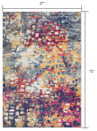 2' X 5' Teal Blue Abstract Dhurrie Area Rug