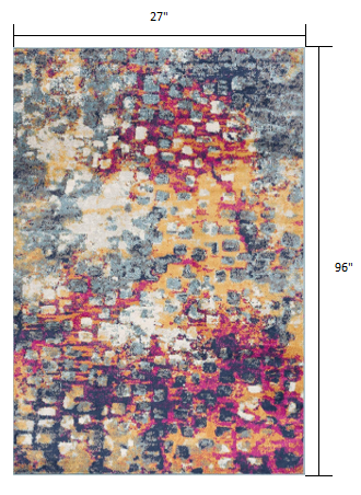 2' X 5' Teal Blue Abstract Dhurrie Area Rug