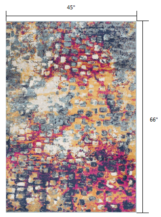 2' X 5' Teal Blue Abstract Dhurrie Area Rug