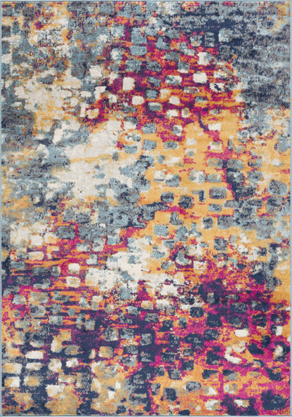 2' X 5' Teal Blue Abstract Dhurrie Area Rug