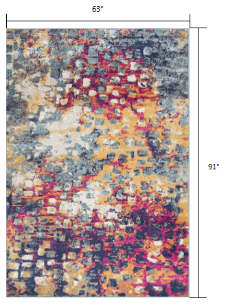 2' X 5' Teal Blue Abstract Dhurrie Area Rug