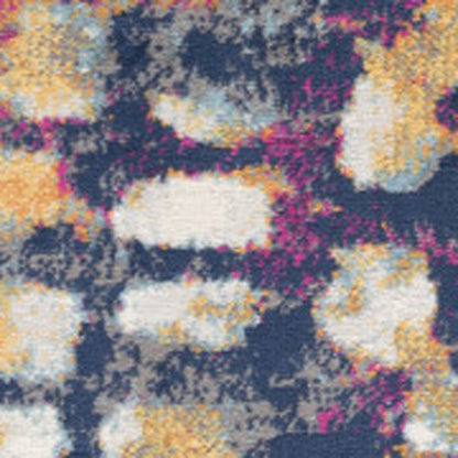 2' X 5' Teal Blue Abstract Dhurrie Area Rug