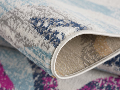 5' X 7' Teal Blue Camouflage Dhurrie Area Rug