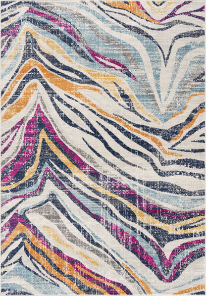 5' X 7' Teal Blue Camouflage Dhurrie Area Rug