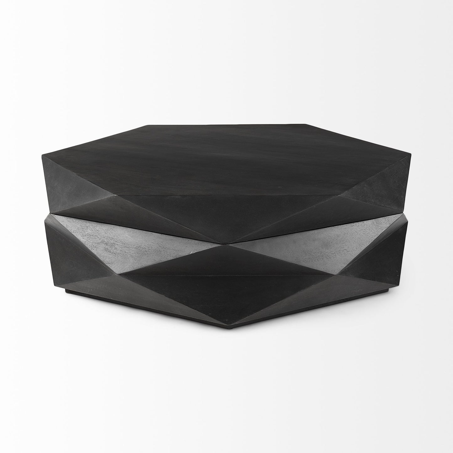 Mod Geometric Black Solid Wood Coffee Table