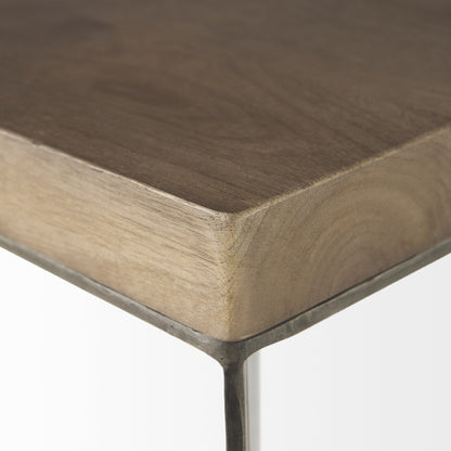 Set Of Two Geo Dark Brown Metallic And Wood Tables