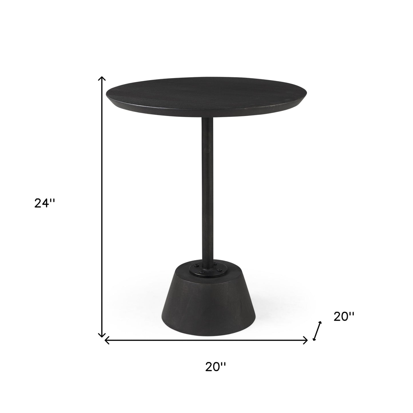 Dark Stain Pedestal Table With Black Detailing
