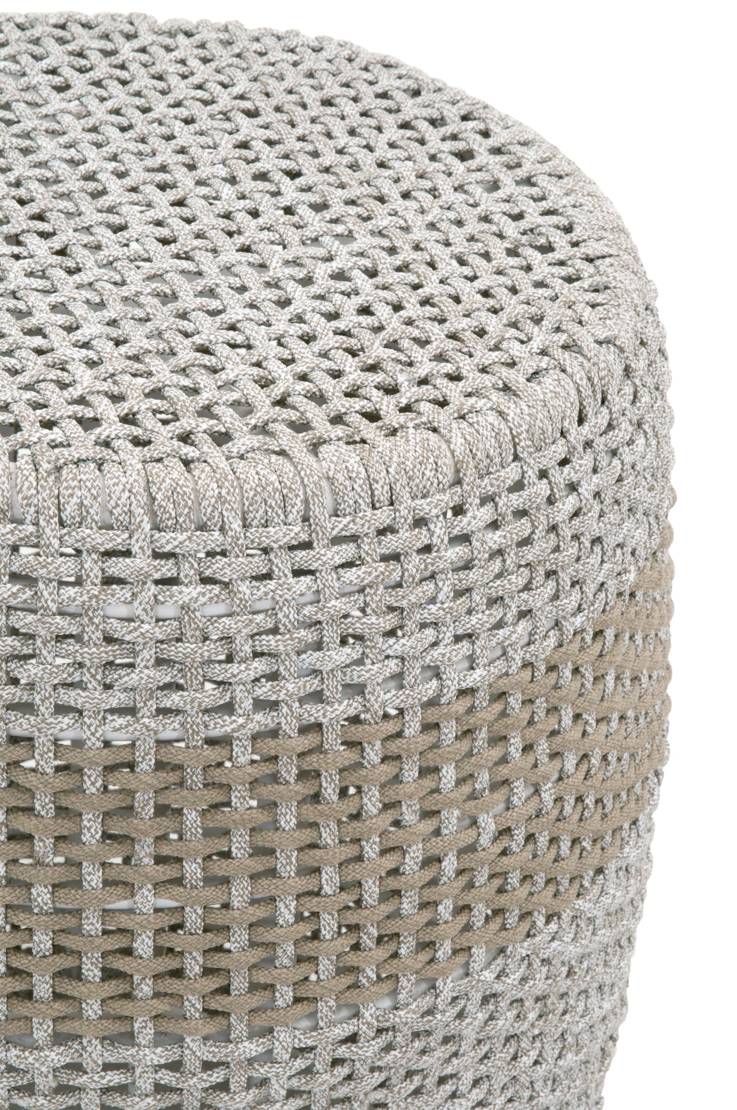 17" Taupe and White Woven Indoor or Outdoor End Table