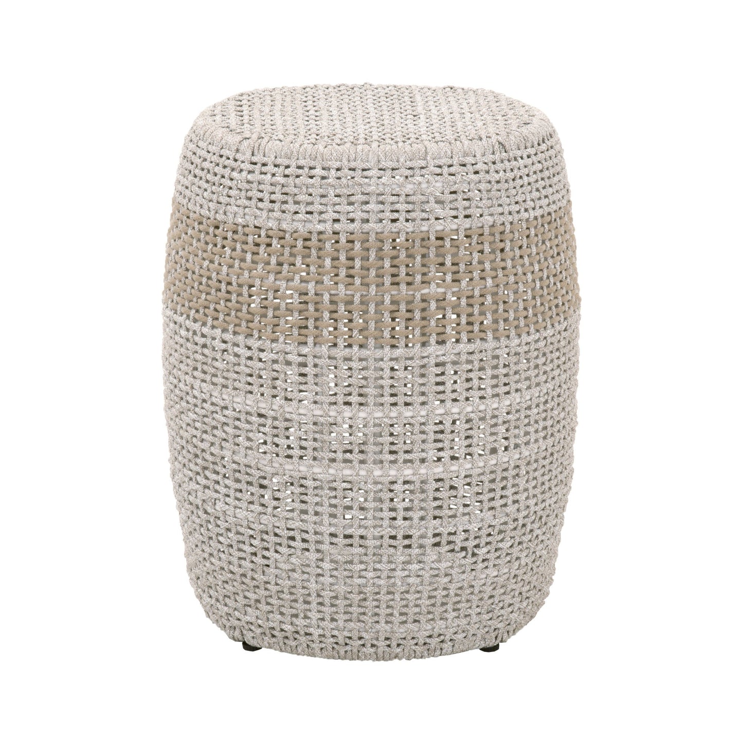 17" Taupe and White Woven Indoor or Outdoor End Table