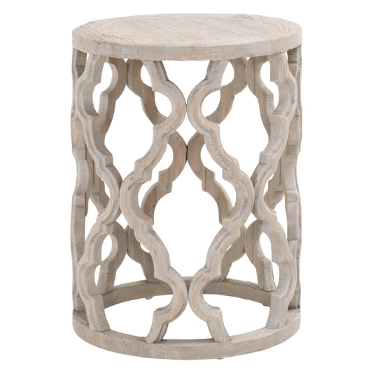 18" Smoke Gray Solid Wood Round End Table