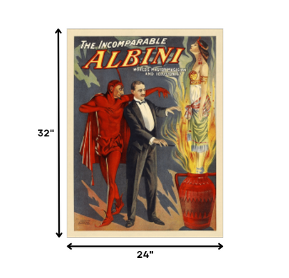 36" X 48" The Incomparable Albini Vintage Magic Poster Wall Art