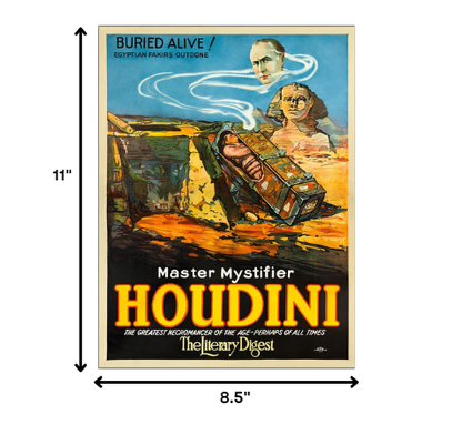 Master Mystifier Houdini Vintage Magic Unframed Print Wall Art