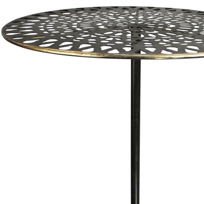 Gold Metal Patterned End Table