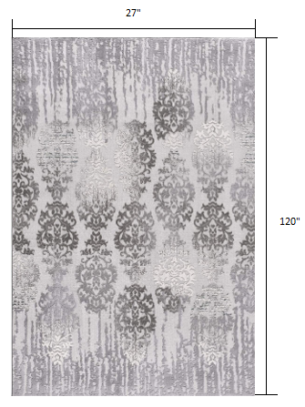 5' X 7' Gray Damask Power Loom Area Rug