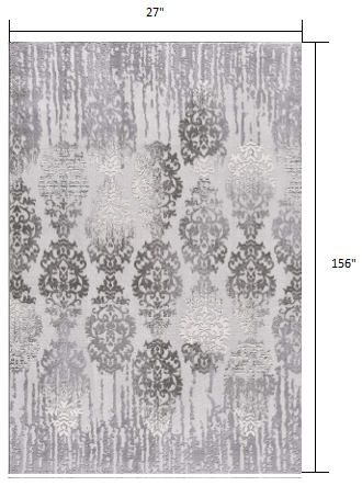 5' X 7' Gray Damask Power Loom Area Rug