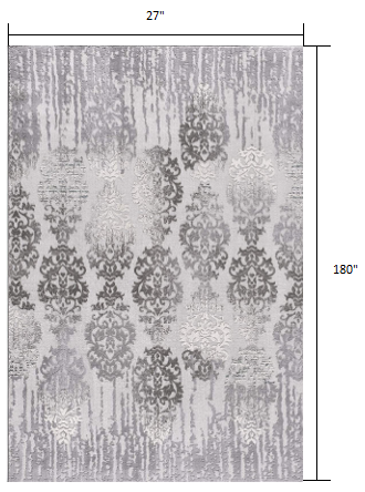 5' X 7' Gray Damask Power Loom Area Rug