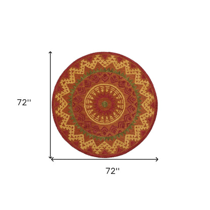 4’ Round Orange Decorative Area Rug