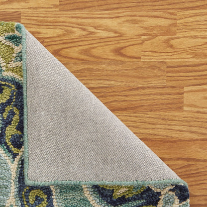 4’ Round Green Floral Artwork Area Rug