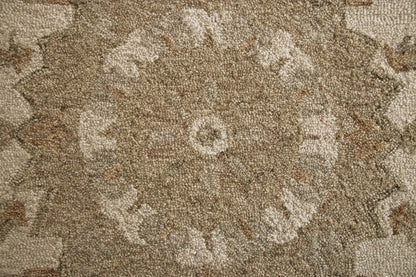 2’ X 7’ Tan Retro Modern Medallion Runner Rug