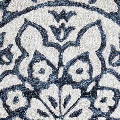 2’ X 4’ Navy And White Decorative Hearth Rug