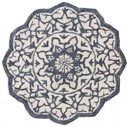 2’ X 4’ Navy And White Decorative Hearth Rug