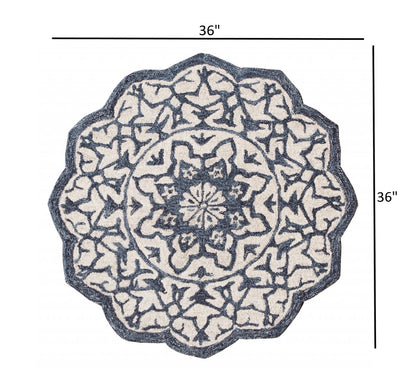 2’ X 4’ Navy And White Decorative Hearth Rug