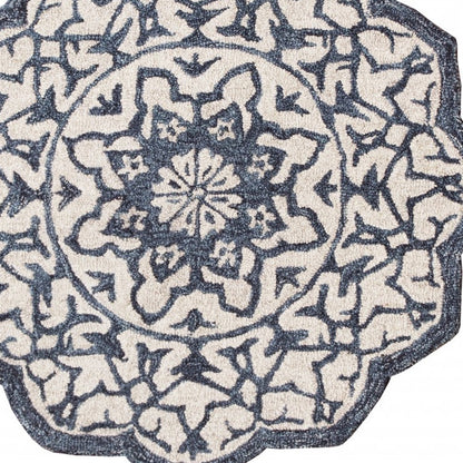 2’ X 4’ Navy And White Decorative Hearth Rug