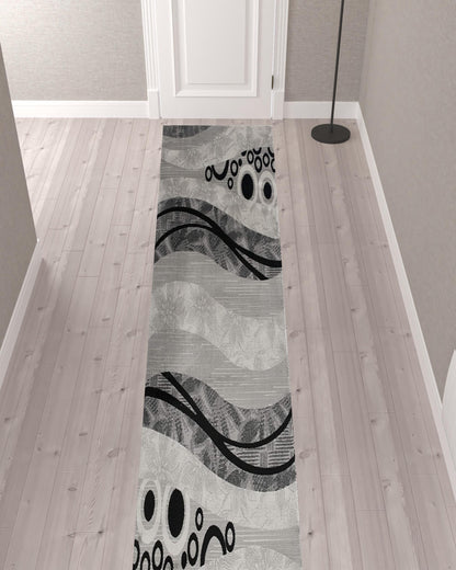 13' Runner Grey Abstract Power Loom Runner Rug